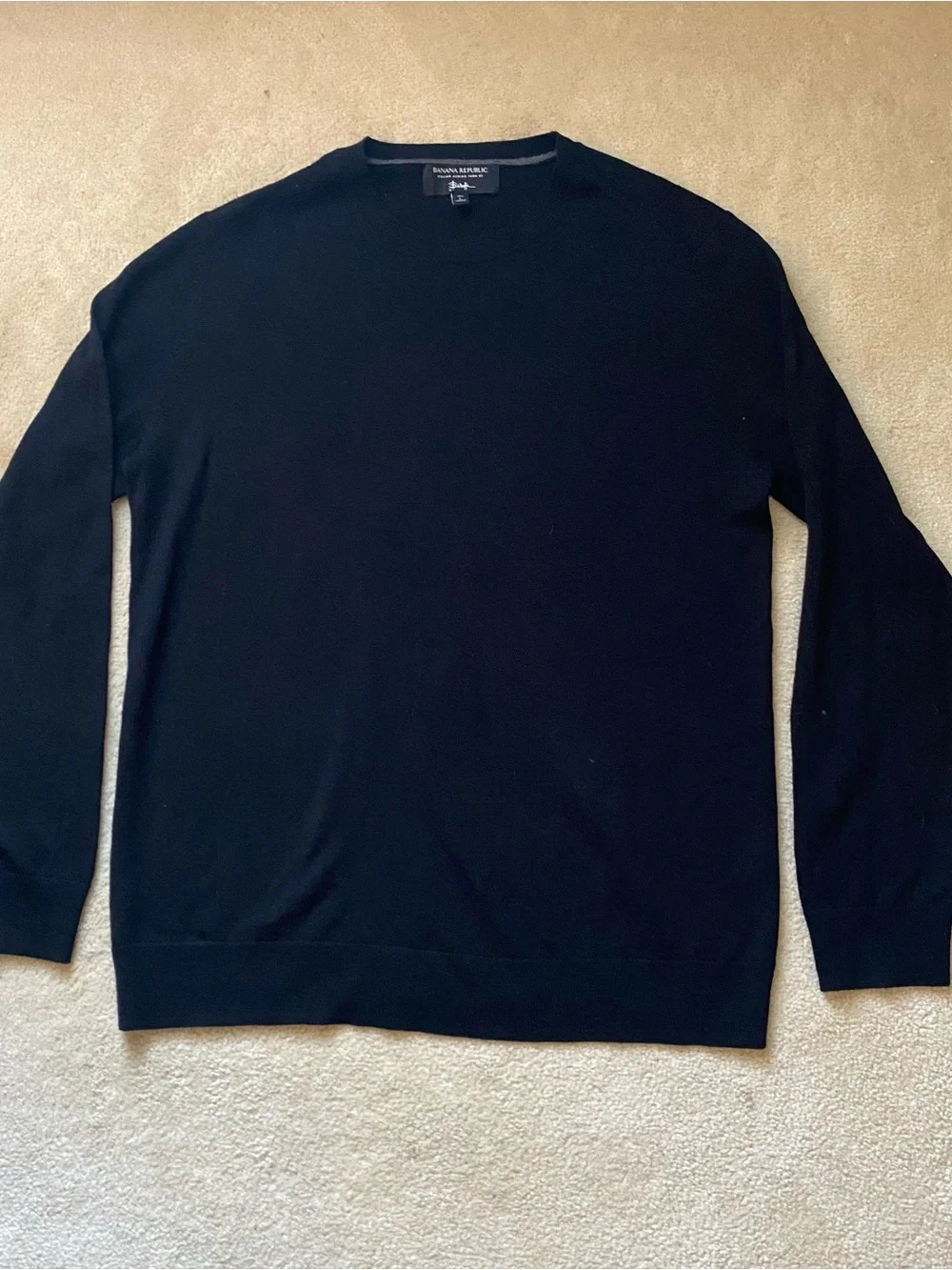 Mens Banana Republic Italian Merino Yarn by Baruffa Black Sweater - Large Tall